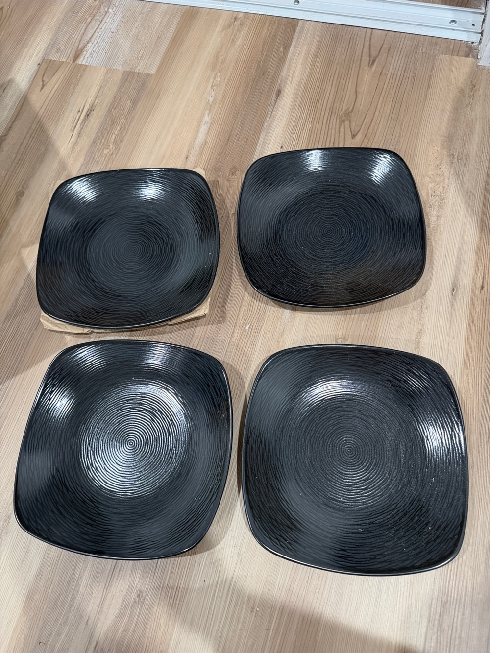 Noritake Black Textured Square salad  Plates - Set of 4
